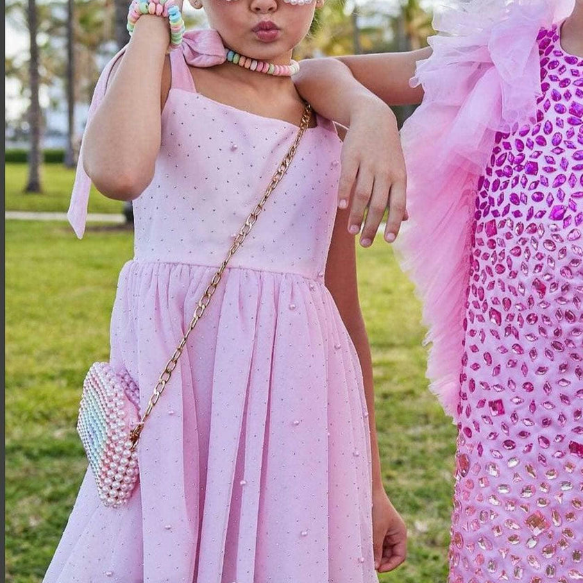 Crystal Pearl Tulle Sleeveless Tank Dress