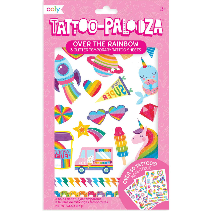 Tattoo-Palooza Temporary Tattoos - Over the Rainbow - 3 Sheets