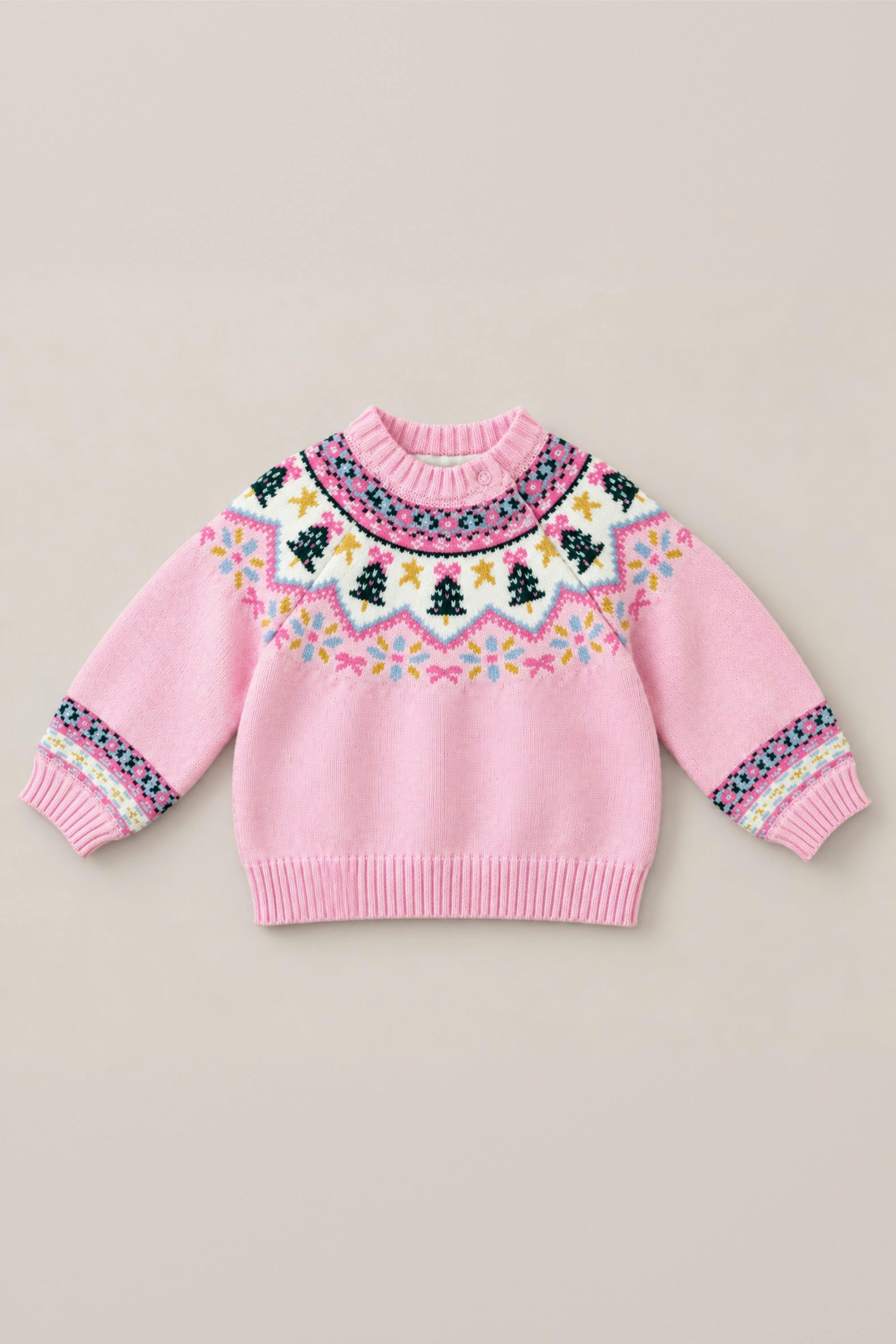 Baby Melody Sweater in Marzipan Pink Fair Isle