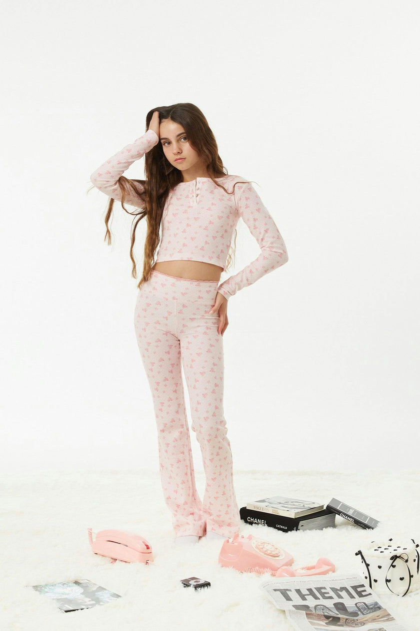 Peyton Pink on Pink Thermal Wide Leg Pants