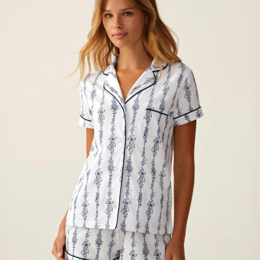 The Poppy Pima Short Set in Navy Mayfair Toile