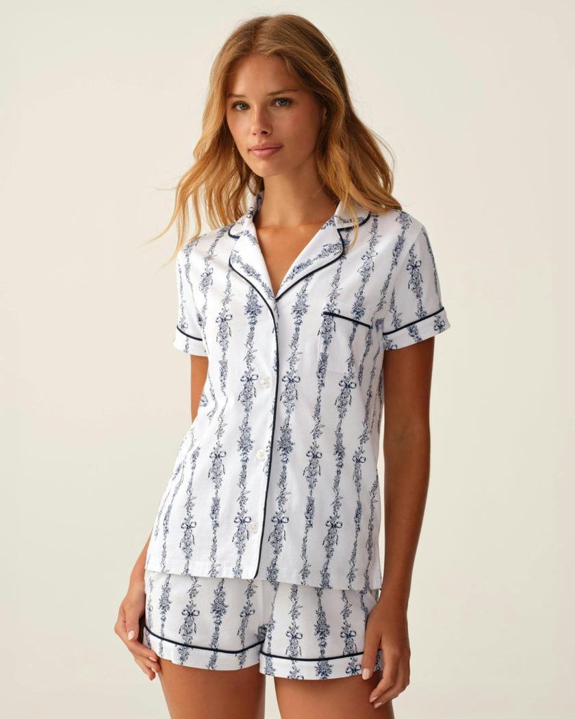 The Poppy Pima Short Set in Navy Mayfair Toile