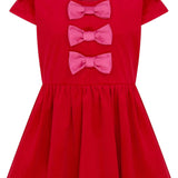 Joy Velvet & Satin Bows Girls Party Dress