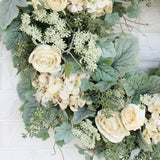 Pistachio Latte Hydrangea and Peony Everyday Front Door Fall Wreath