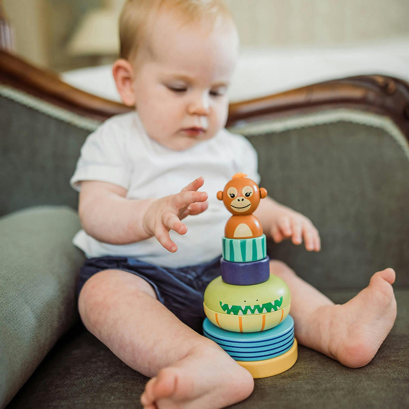 Orange Tree Toys: Stacking Ring: Jungle Animals - Wooden Puzzle Toy