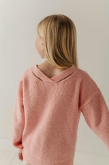 Girls Fuzzy Knit Sweater in Petal Pink
