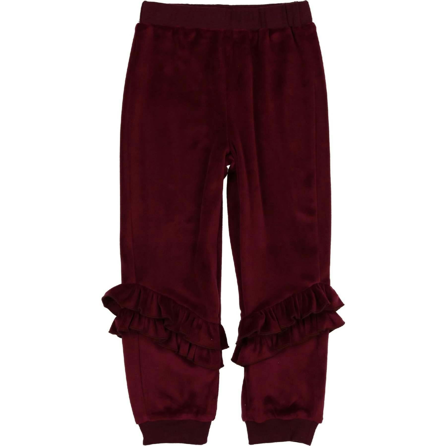 Velour Ribbed Waist & Cuff Ruffle Joggers