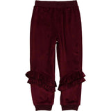 Velour Ribbed Waist & Cuff Ruffle Joggers