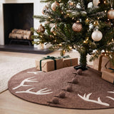 Handmade Felt Antlers Gray Christmas Tree Skirt 60" / 72"