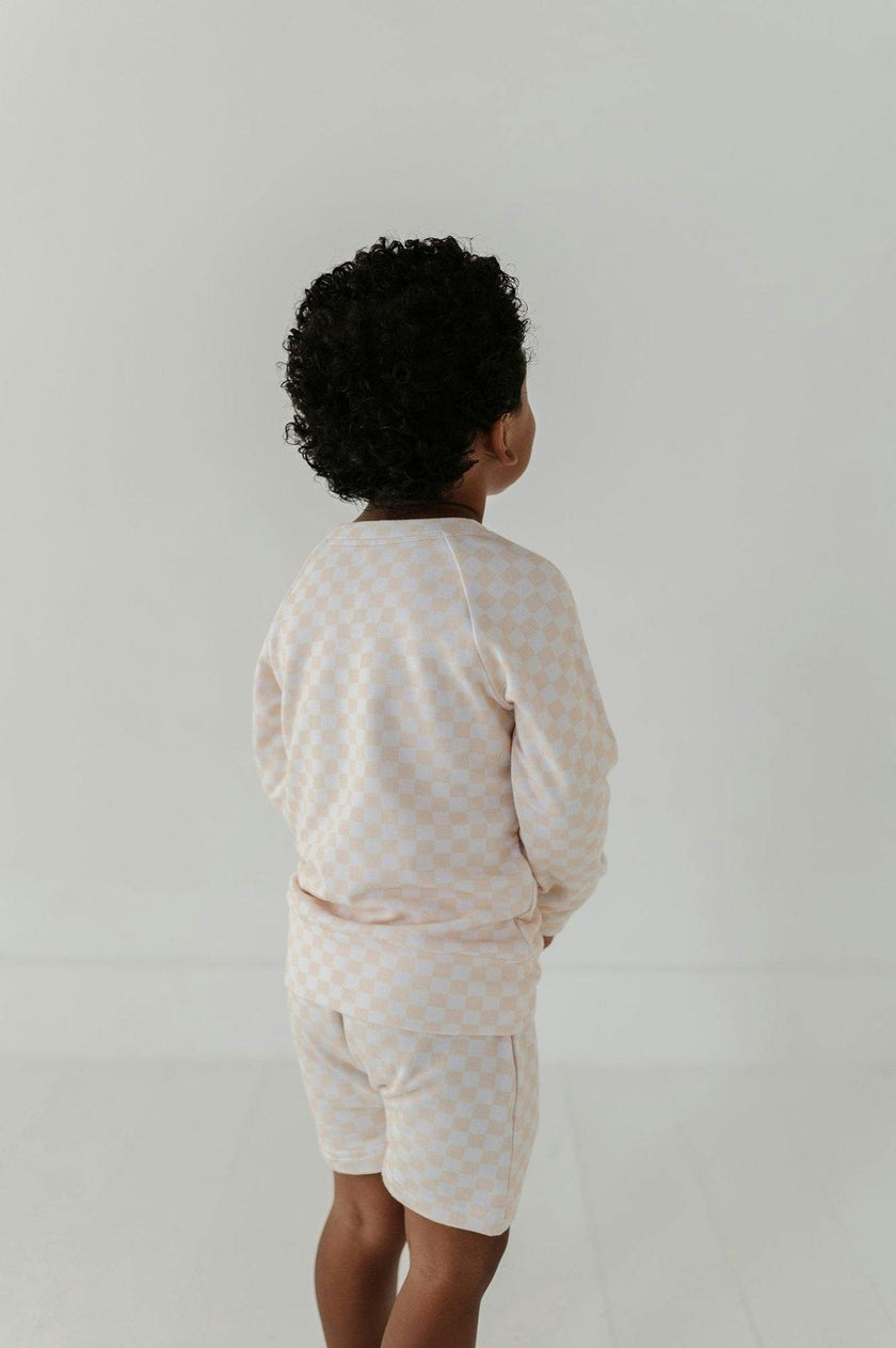 Boys Harem Shorts in Checkered in Rutabaga
