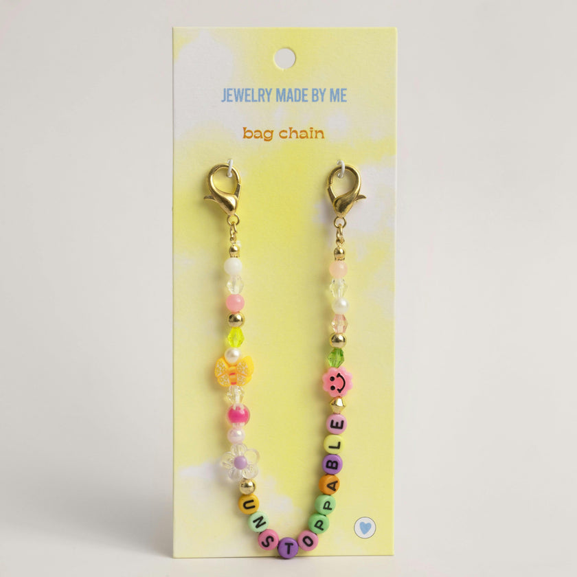 Unstoppable Clip On 10" Beaded Word Bag Chain