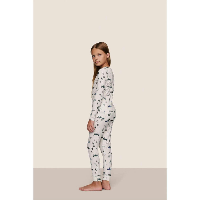 Kids Printed TENCEL Modal Unisex Long PJ Set, White