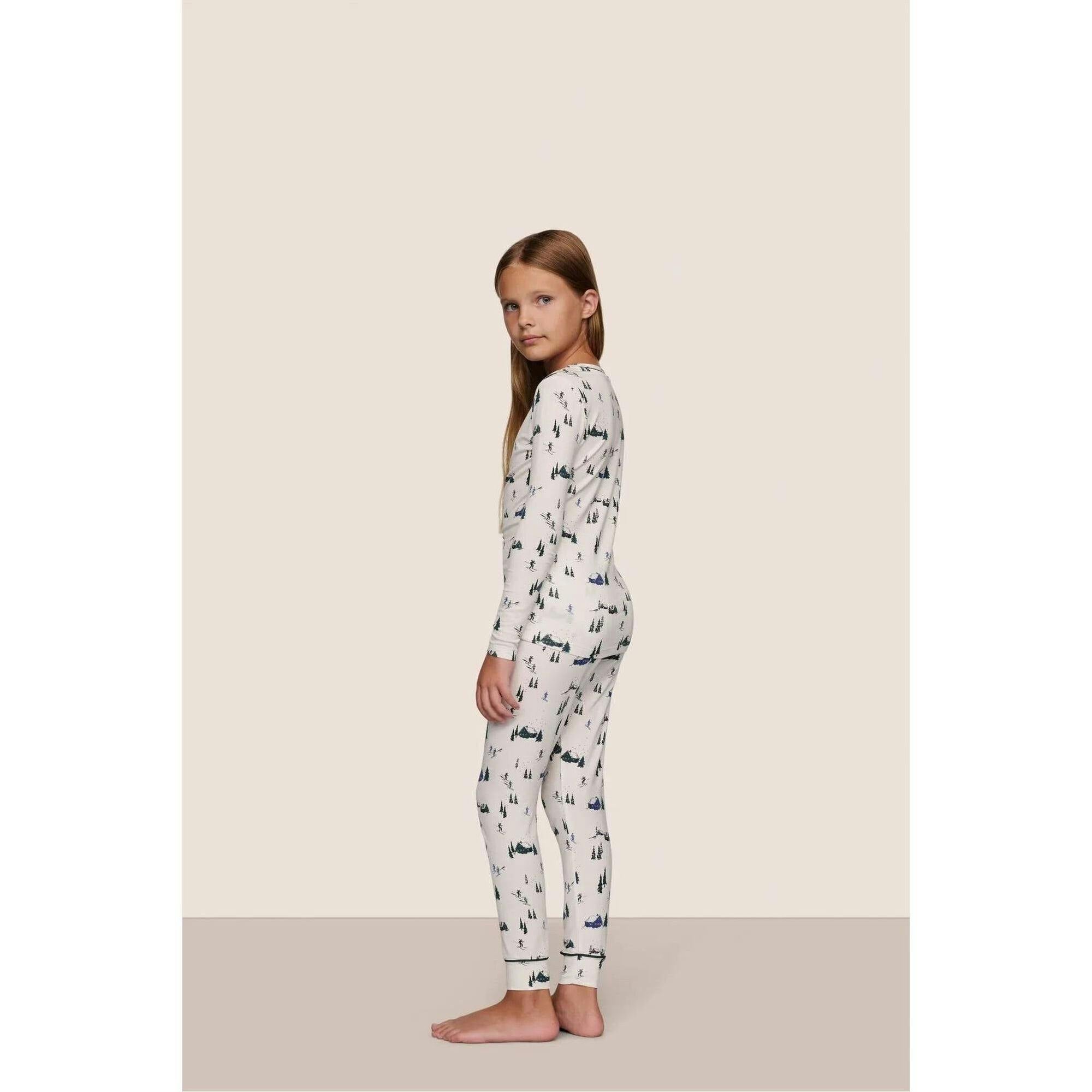 Kids Printed TENCEL Modal Unisex Long PJ Set, White