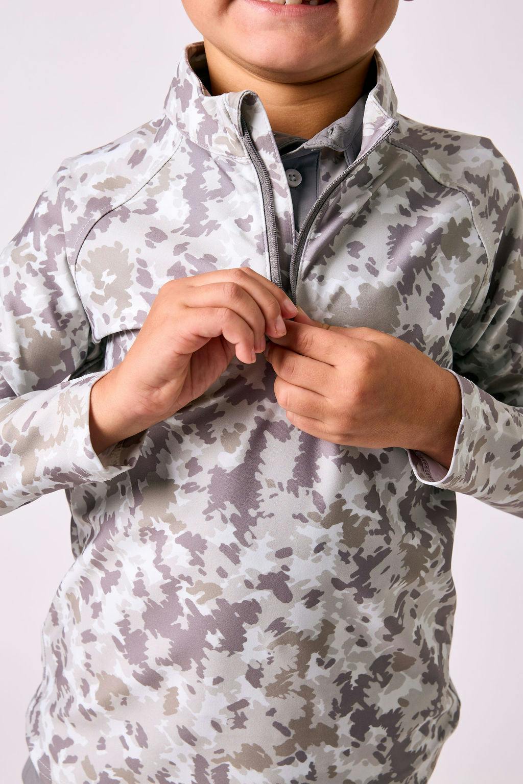 camo retro half-zip