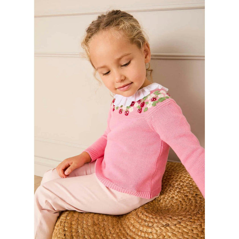 Strawberry Embroidered Jumper in Pink (12mths-6yrs)
