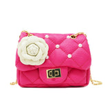 Classic Quilted Flower Pearl Handbag
