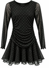 Girls Long Sleeve Sofia Mesh Rhinestone Dress
