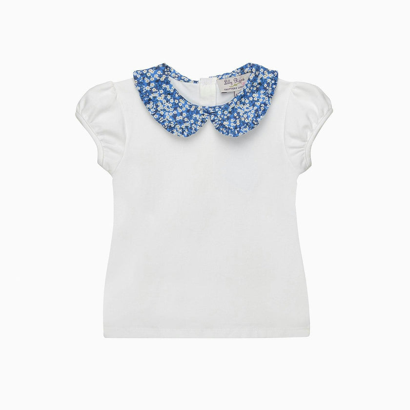 Pie Crust Jersey Top in Blue Mitsi Valeria
