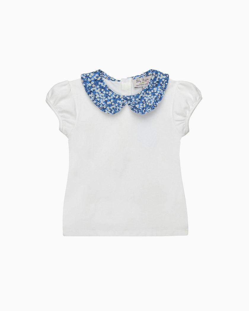 Pie Crust Jersey Top in Blue Mitsi Valeria