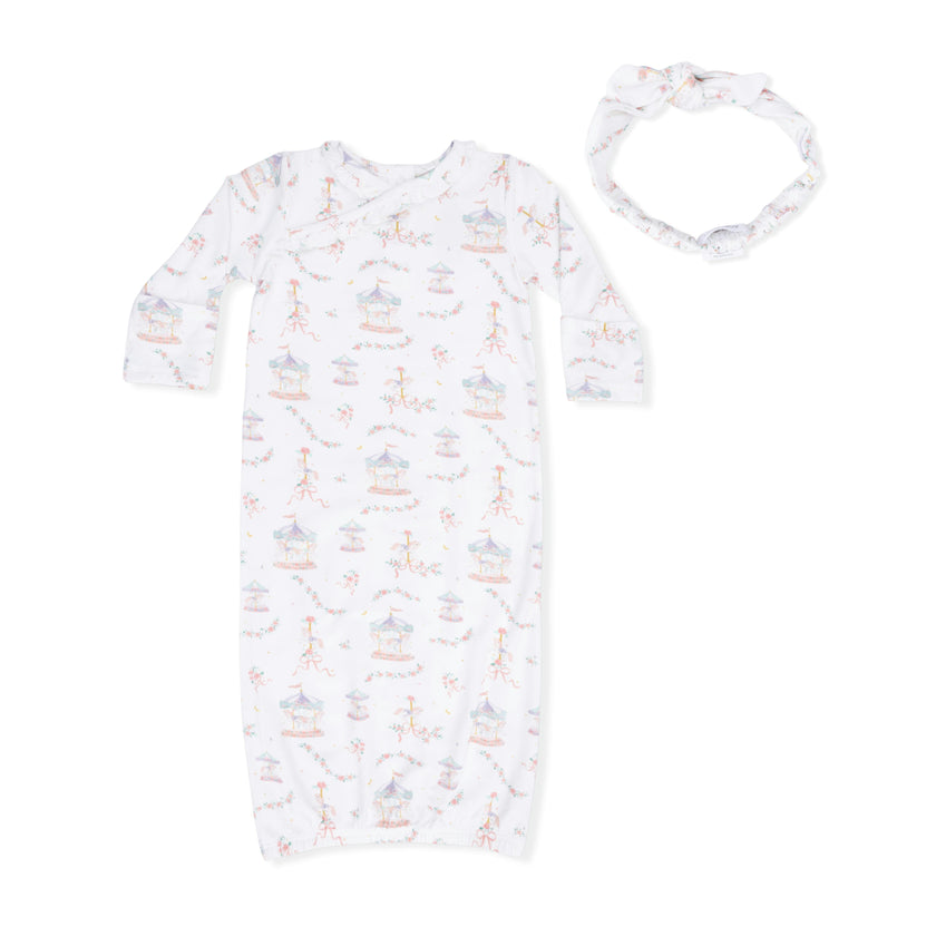 Carousel with Bows - Kimono Gown & Knot Headband