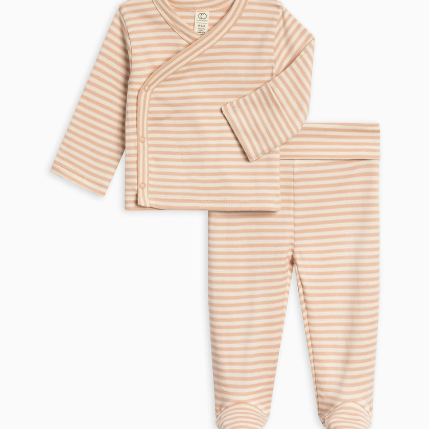 Riley 2 Piece Kimono Wrap Top and Pant Set Ballet Stripe