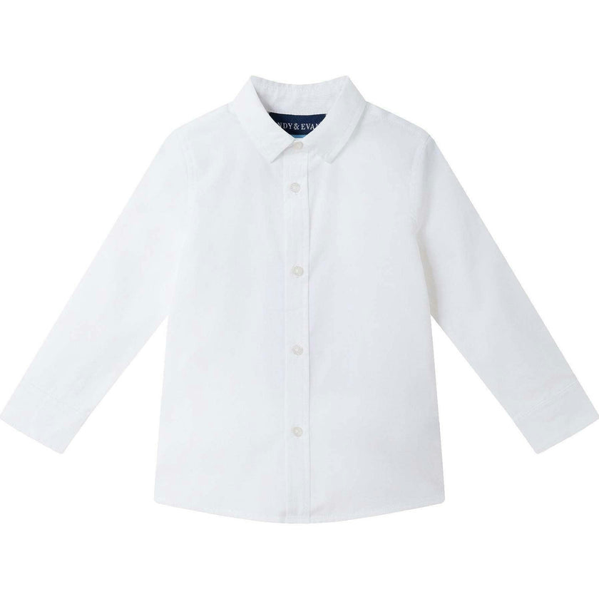 Kids White Buttondown Bowtie and Suspenders Set