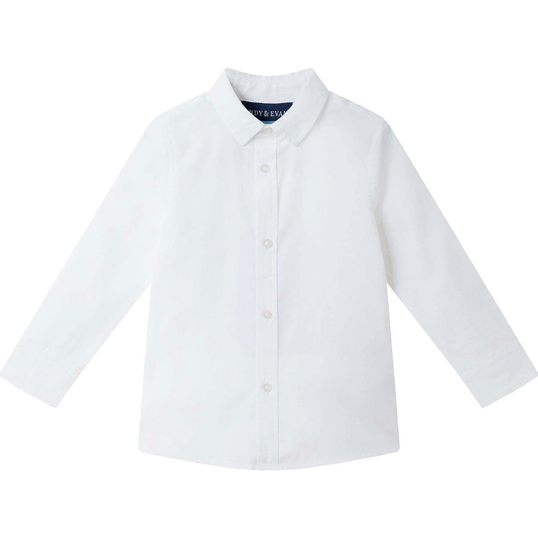 Kids White Buttondown Bowtie and Suspenders Set