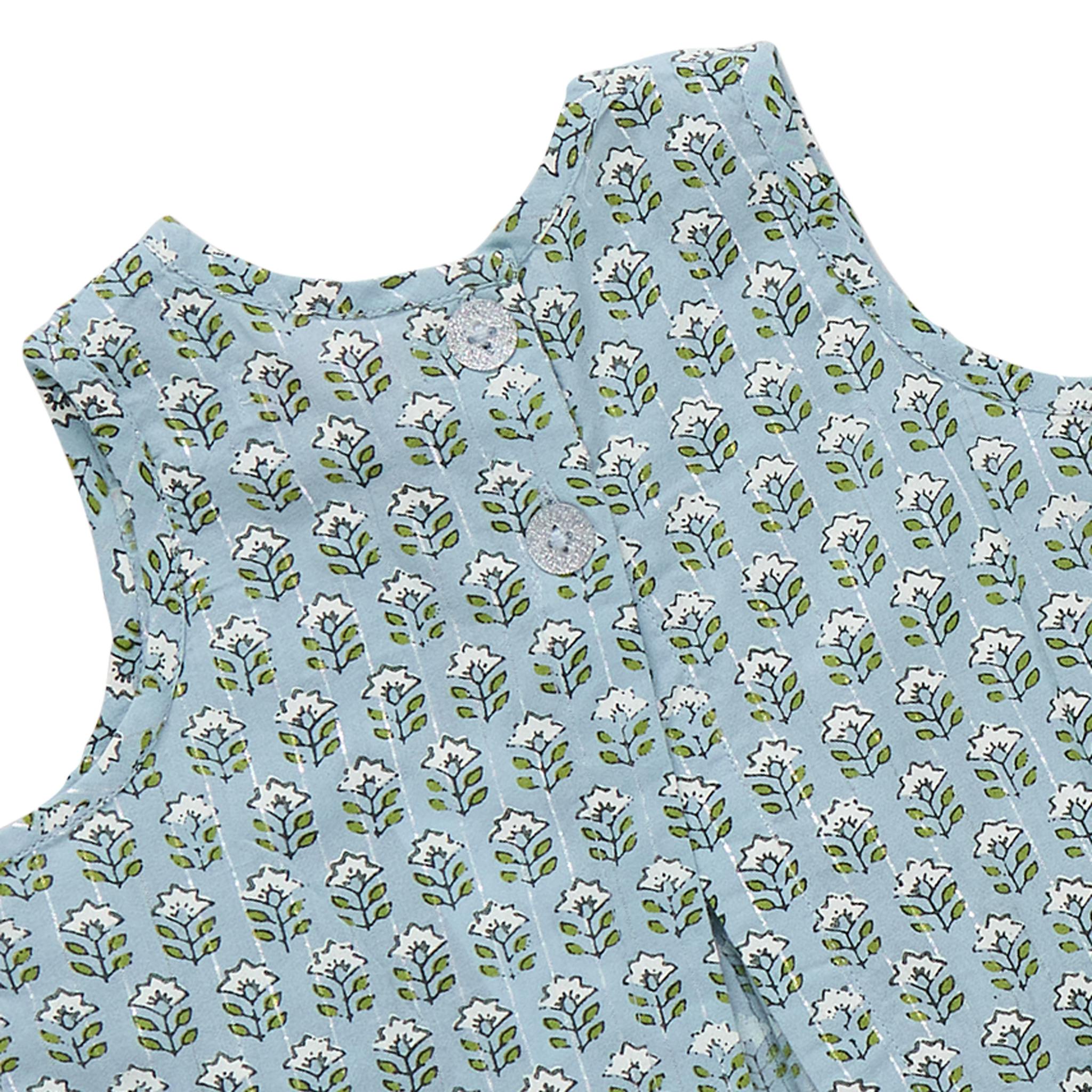 Baby Girls Jaipur 2-PC Set - Blue Prairie Block Print