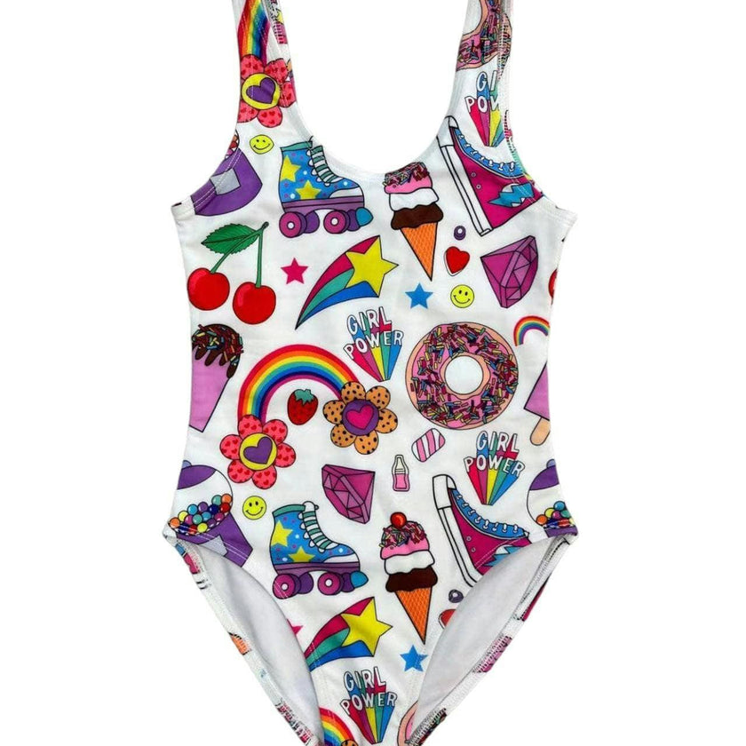Summertime Fun Print Sleeveless One-Piece Swimsuit
