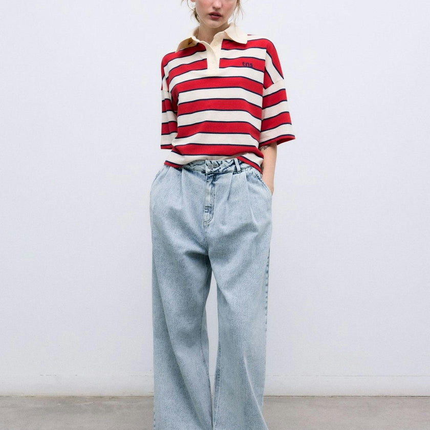 TNS Pleat Denim Woman Pant Bleach Denim
