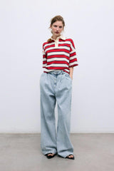 TNS Pleat Denim Woman Pant Bleach Denim