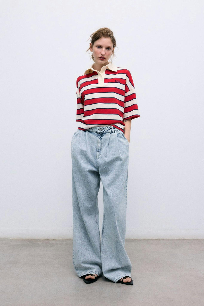 TNS Pleat Denim Woman Pant Bleach Denim