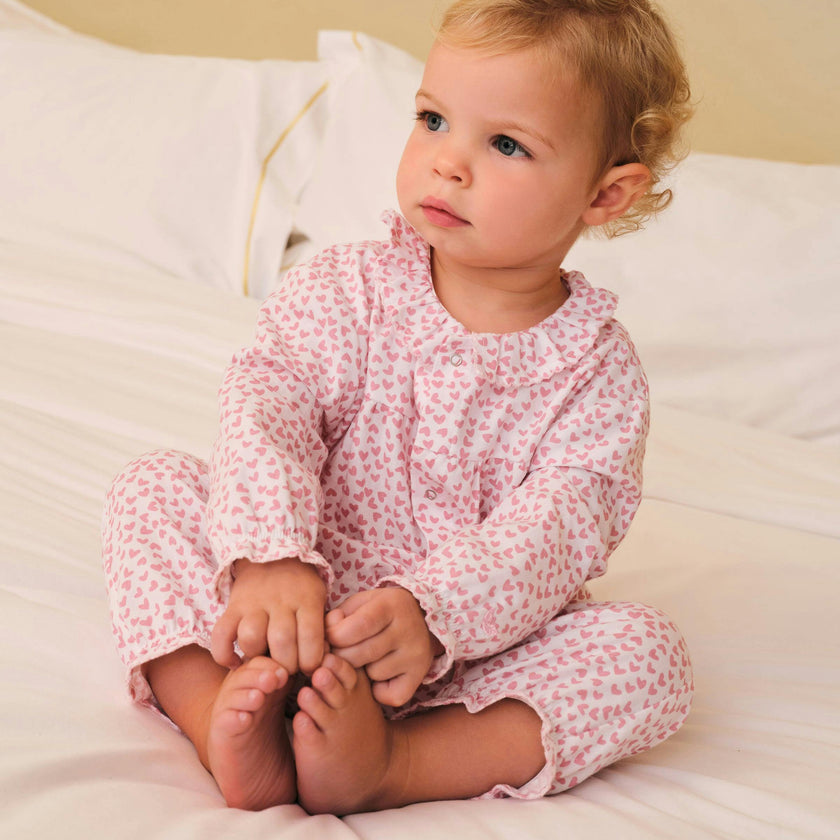 Baby's Twill Madeline Romper in Sweethearts