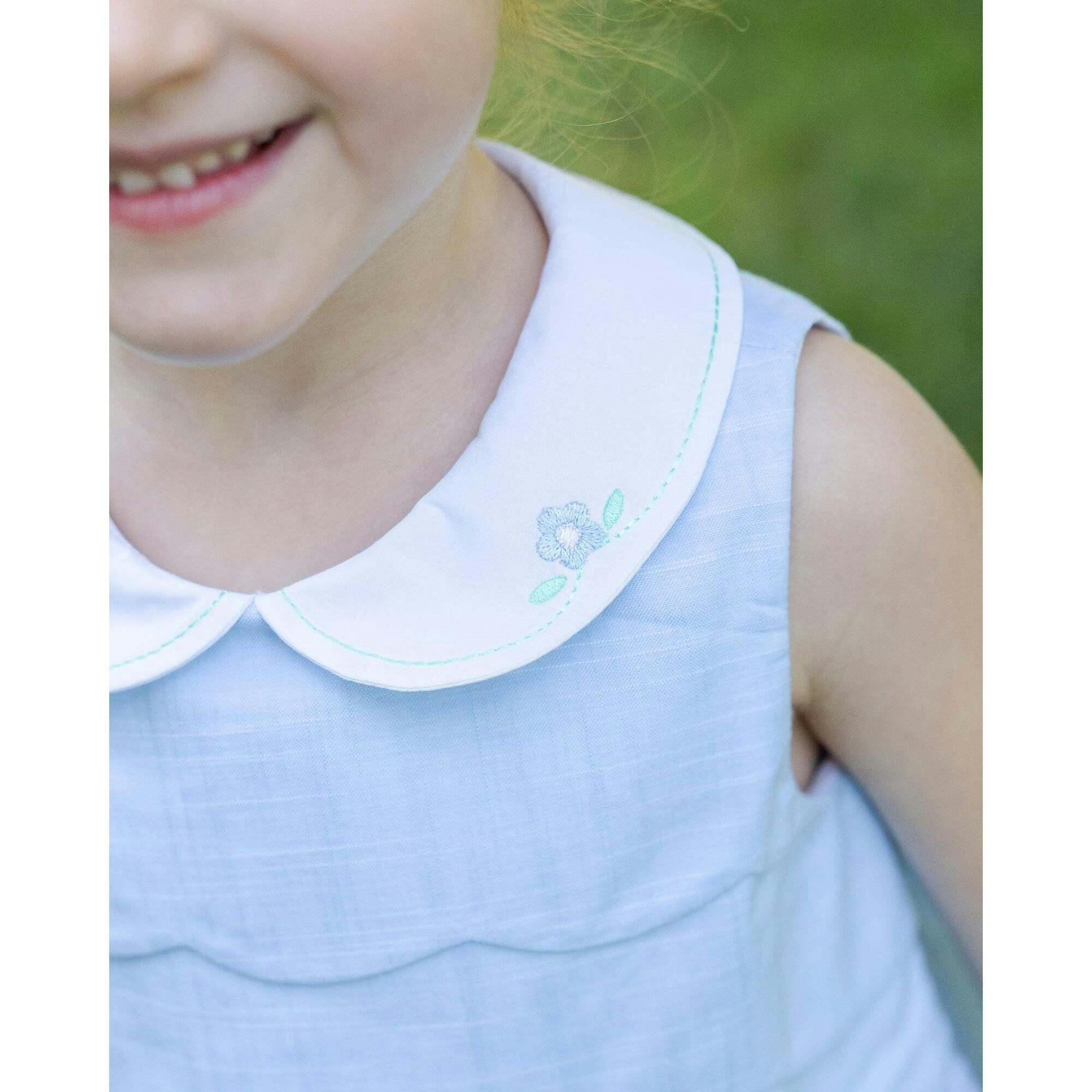 Linen-Look Dress With Embroidered Collar