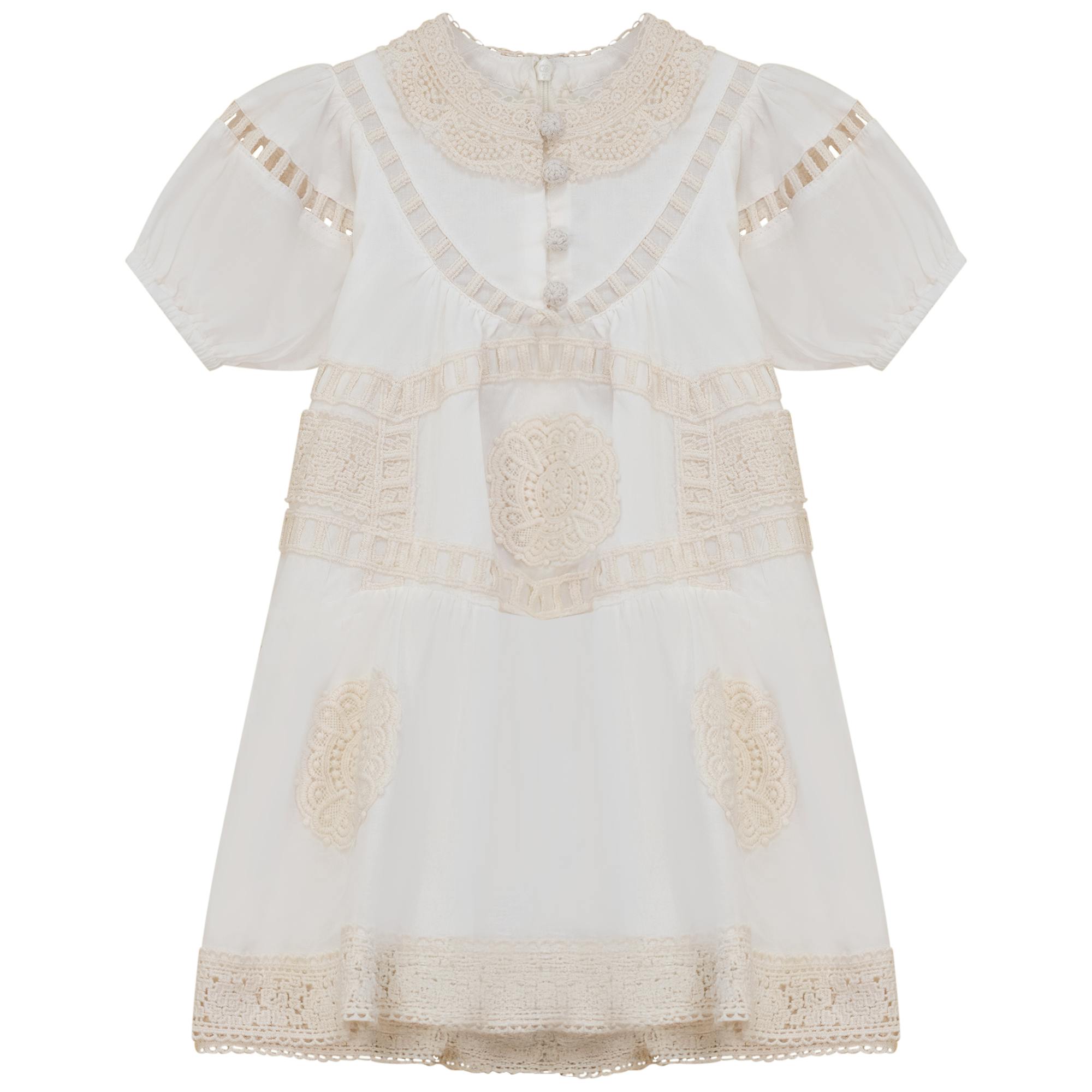 Woven Lace Dress Off White