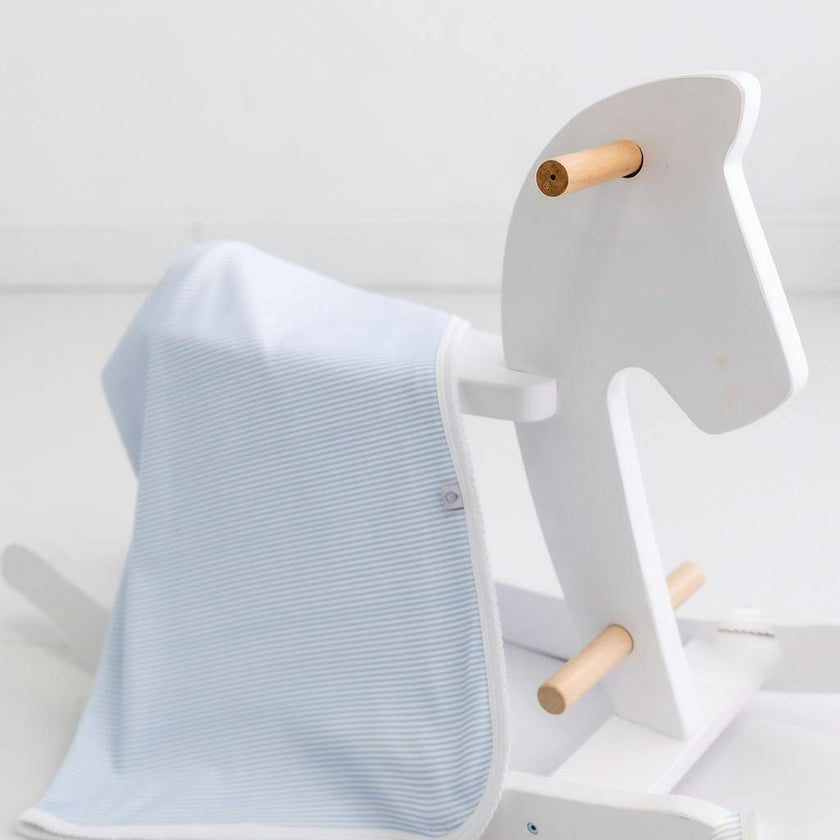 Blue Stripes Pima Cotton Baby Blanket