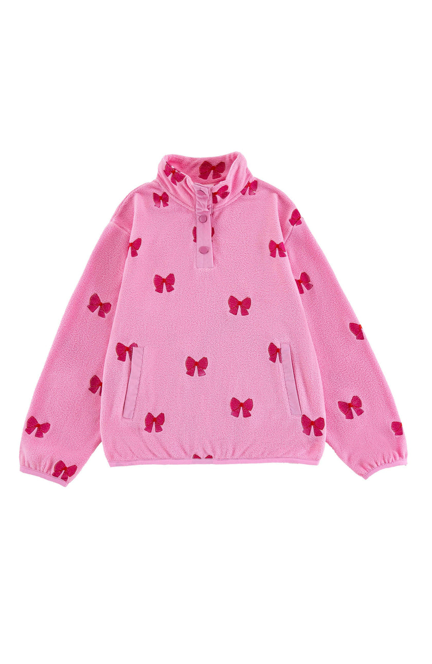 Embroidered Pull Over Fleece, Lovely Bow