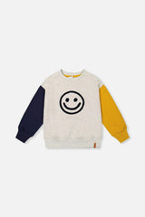 Fleece Sweatshirt Heather Grey, Yellow And Blue