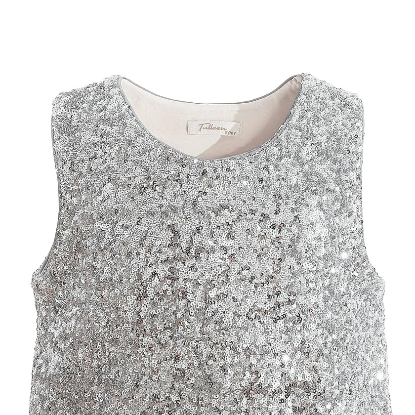 Silver Sequin Feather-Trim Set