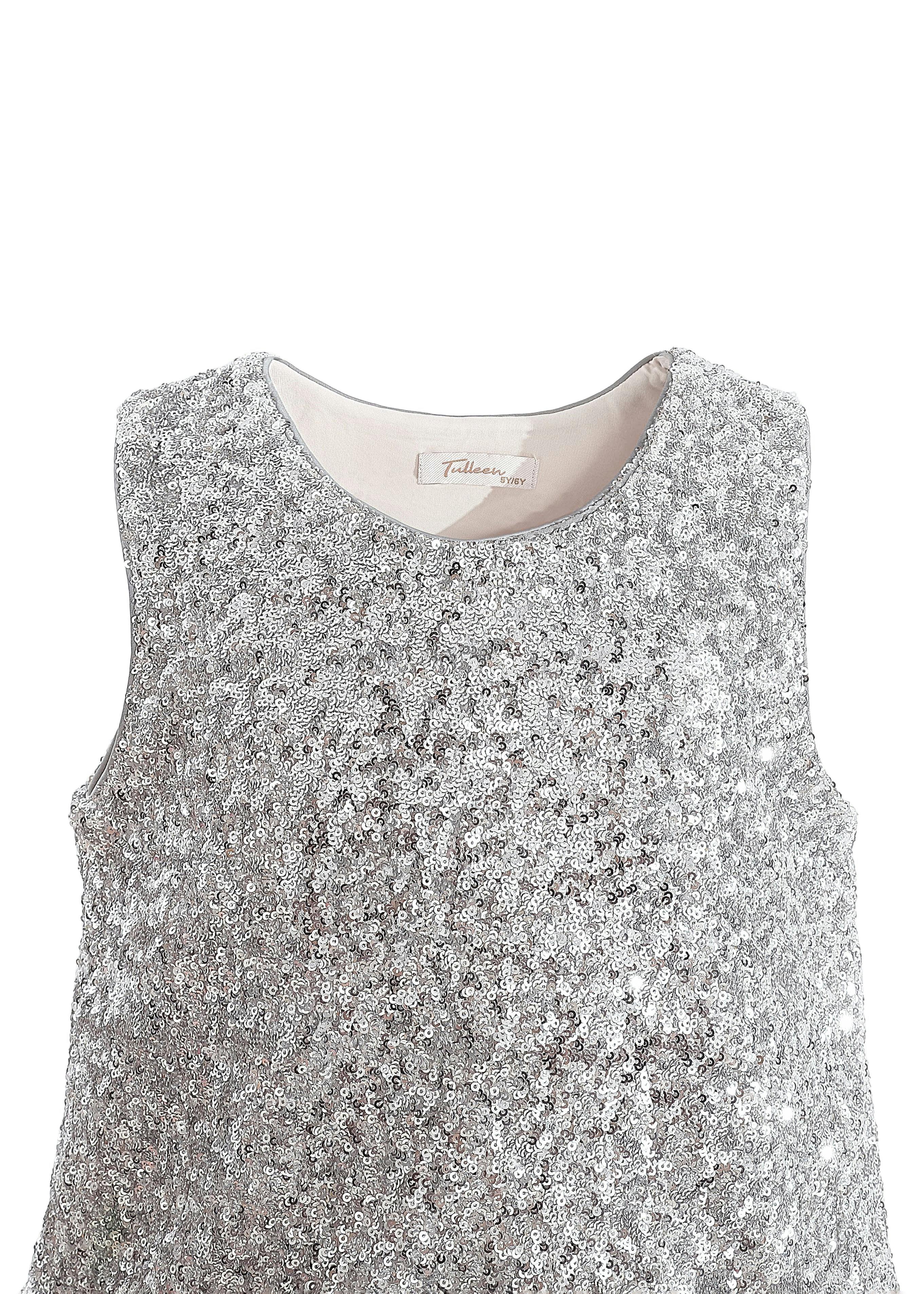 Silver Sequin Feather-Trim Set