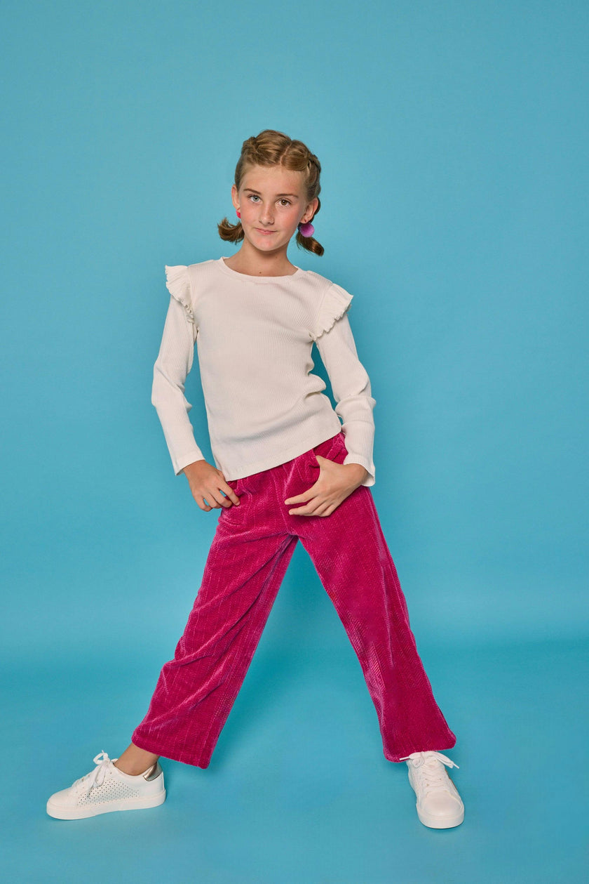 Chelsea Pants - Fuchsia Herringbone Corduroy