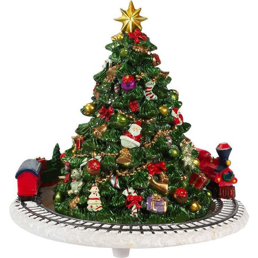 6-Inch Christmas Tree with Revolving Train Music Box