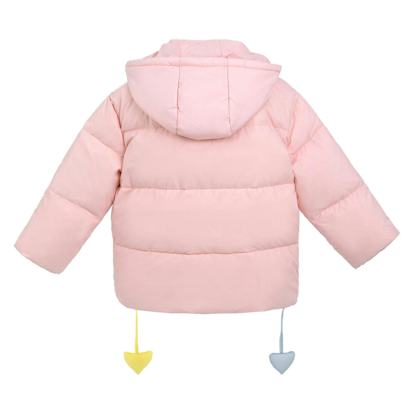 Pink Heart Charm Puffer Jacket