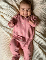 Embroidered Fleece Growsuit Blush Forest Broderie