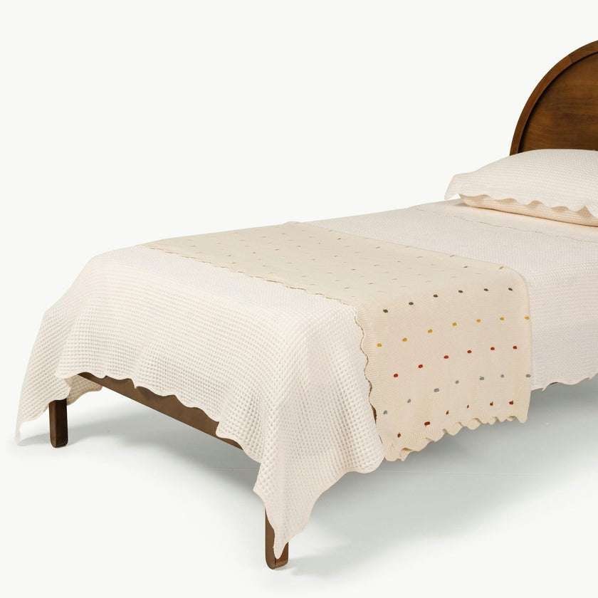 Dotted Scallop Knit Throw