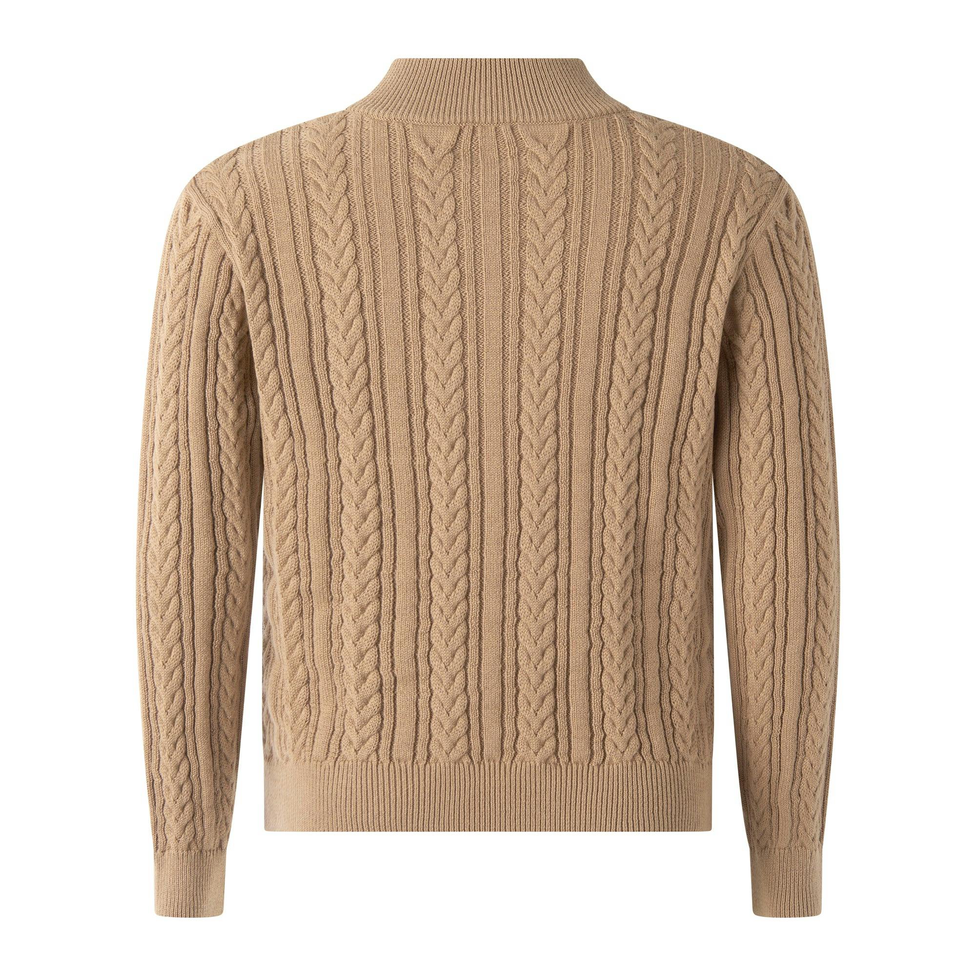 Half-zip Cable Knit Sweater, Brown