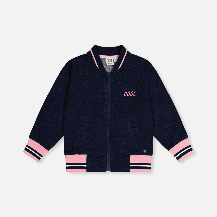French Terry Jacket Navy Blue Denim