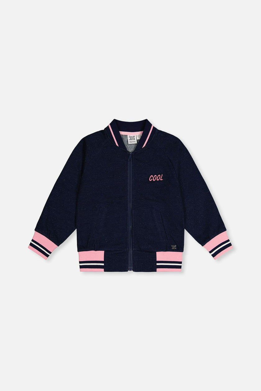 French Terry Jacket Navy Blue Denim