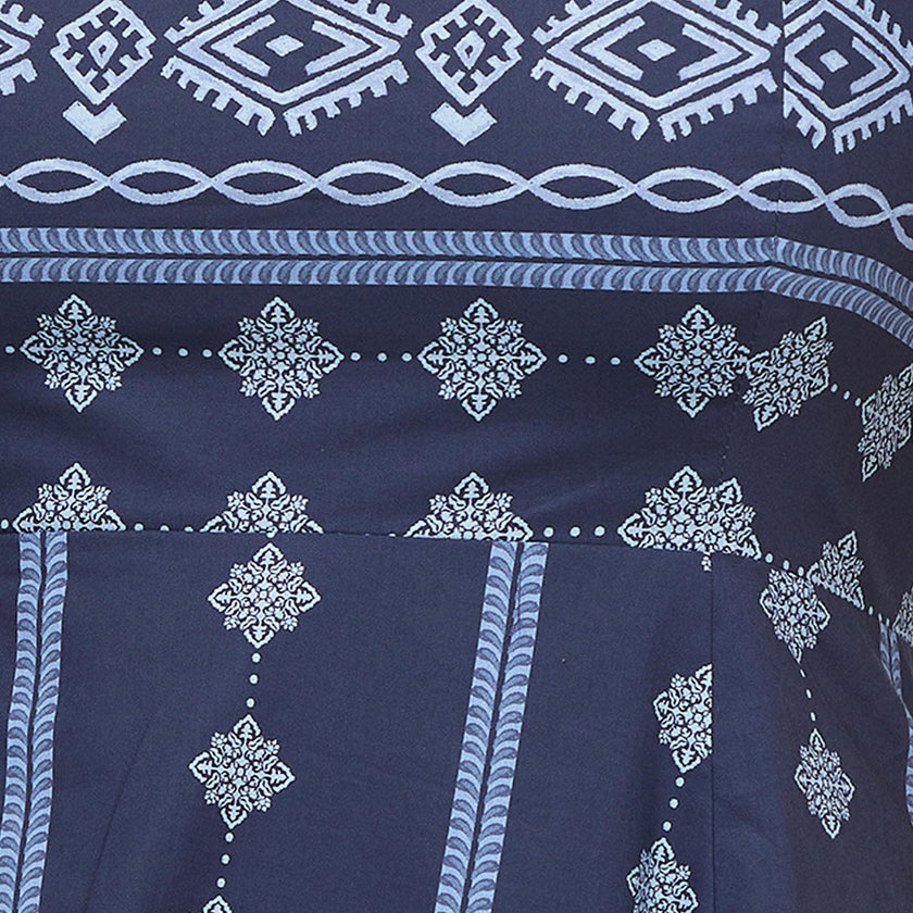 The Cosima Nap Dress - Navy Diamond Batik