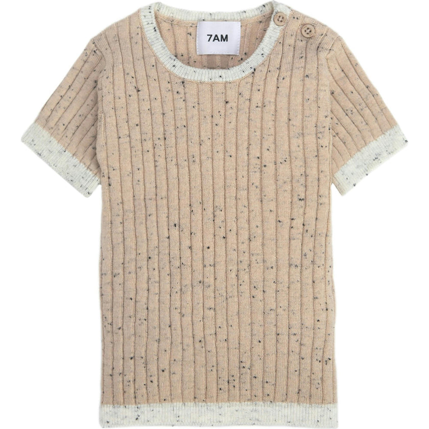 Ribbed Knit Short Sleeve Retro Top
